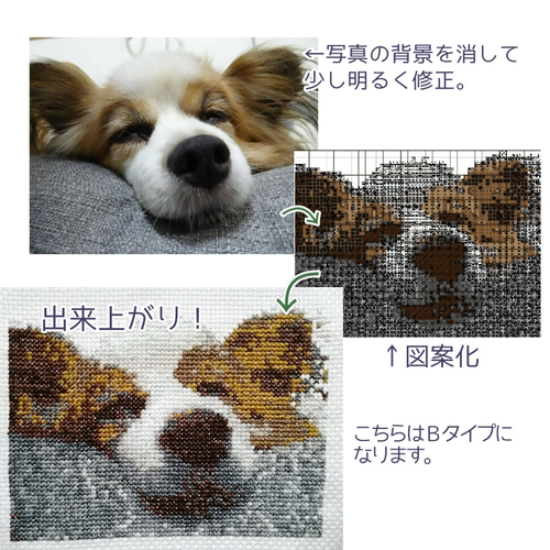 クロスステッチ(刺繍)図案【オーダー メイド】ペットやイラスト、家族 