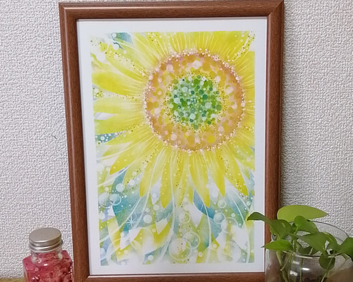 パステル画 ポットのアート ☆ヒカリのカタチ☆20cm角サイズ オーダーメイドパステル絵画