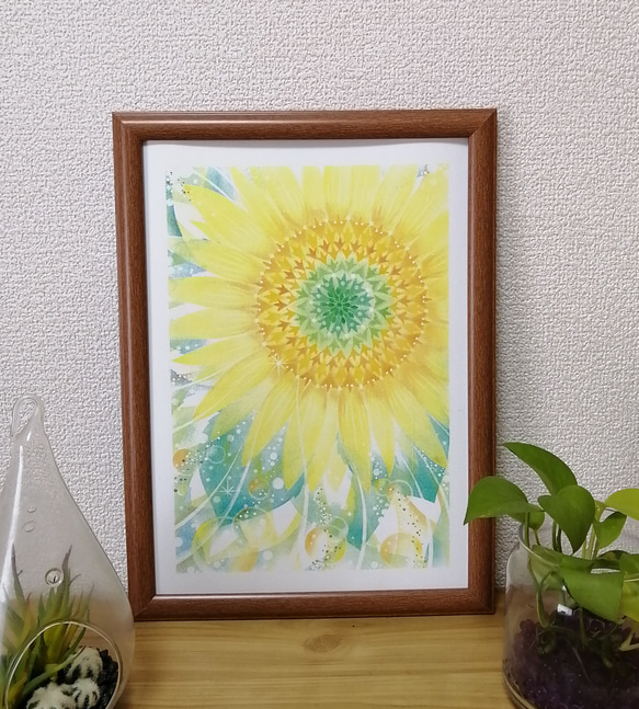 原画【楽】金色ひまわり　　acrylic on canvas　　パステルカラー 原画【楽】金色ひまわり acrylic on canvas パステルカラー