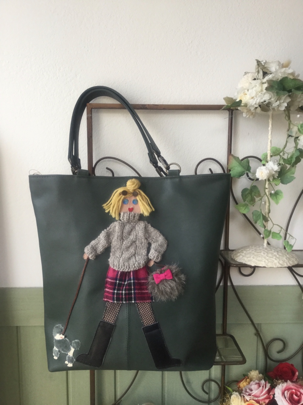 革　トートバッグ　1点もの　オリジナルデザイン