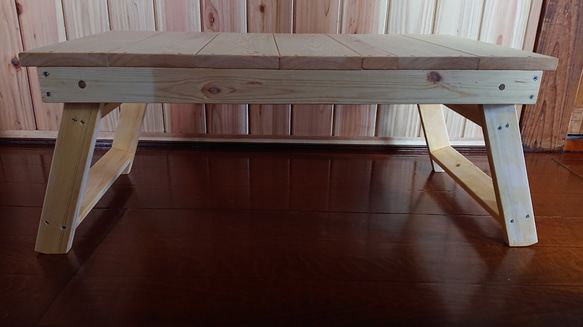 折りたたみテーブル　木製　シンプル　　キャンプ　アウトドア 　ローテーブル（受注製作） 2枚目の画像
