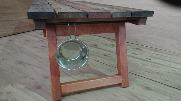【受注生産】折りたたみローテーブル　古仕上げ  キャンプ ダメージ加工 アイアンバー 7枚目の画像