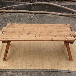 木製　折りたたみローテーブル　キャンプ　 1枚目の画像
