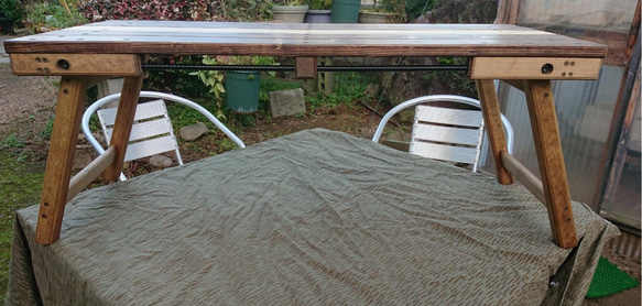 【受注生産】折りたたみローテーブル  （小太郎テーブル）  アイアンバー キャンプ 5枚目の画像