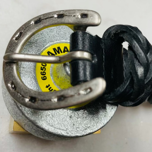 CBMｰNUBS257〈BK〉】レザーメッシュベルト〈サイズ「85」〉7本編み 