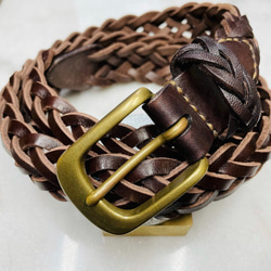 CBMｰNUKG307〈BR〉】レザーメッシュベルト〈サイズ「110」〉7本編み