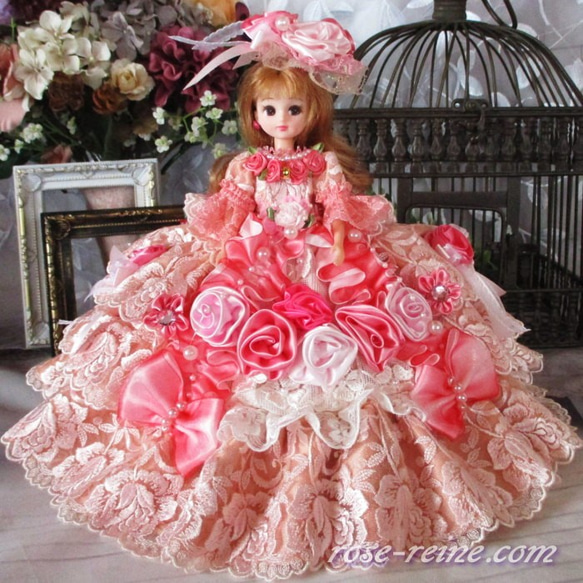 sold★Ｈ様ご予約品 ベル薔薇の妖精 ロマンティックピンク プリンセスドールドレス 1枚目の画像