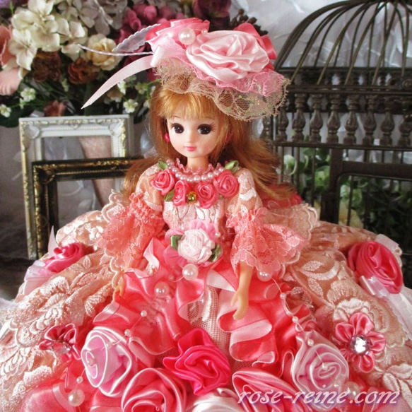 sold★Ｈ様ご予約品 ベル薔薇の妖精 ロマンティックピンク プリンセスドールドレス 2枚目の画像