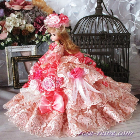 sold★Ｈ様ご予約品 ベル薔薇の妖精 ロマンティックピンク プリンセスドールドレス 3枚目の画像