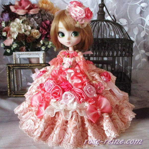 sold★Ｈ様ご予約品 ベル薔薇の妖精 ロマンティックピンク プリンセスドールドレス 5枚目の画像