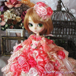 sold★Ｈ様ご予約品 ベル薔薇の妖精 ロマンティックピンク プリンセスドールドレス 6枚目の画像