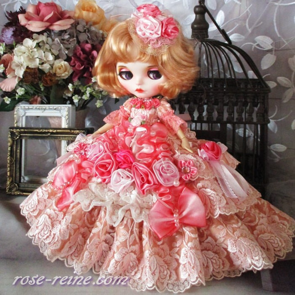 sold★Ｈ様ご予約品 ベル薔薇の妖精 ロマンティックピンク プリンセスドールドレス 8枚目の画像