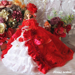 soldマルガレーテ王妃 深紅のフェニーチェ♥ビビットなイタリアンレッドが優雅なプリンセスロングトレーンドレス 2枚目の画像