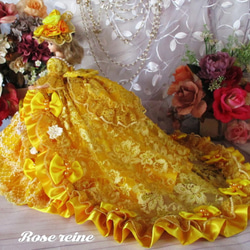 soldB様ご予約品アンネローゼ王妃 咲き誇るイエローゴールドの輝き 魅惑のボンネットロングトレーンドールドレス 5枚目の画像