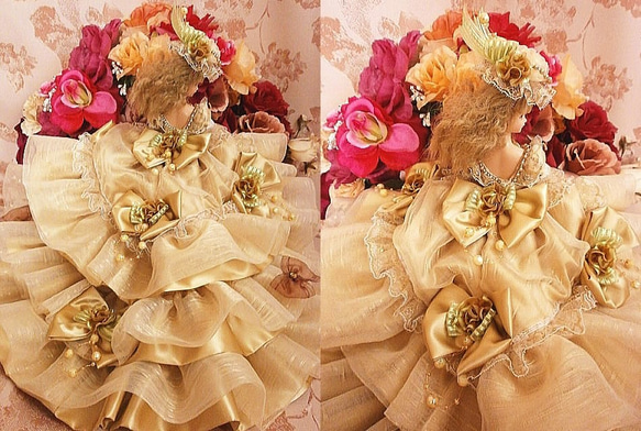 SOLD 夏休み企画 ジェニー リボンの妖精 超ボリューム エアリードレス シャンパン ゴールド 4枚目の画像