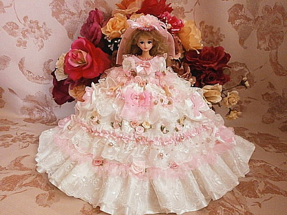 ドール服 着せ替え お姫様ドレス レース  薔薇の花園 2枚目の画像