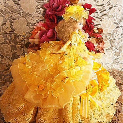 ☆フリルとお花☆優しいイエローのスカート☆