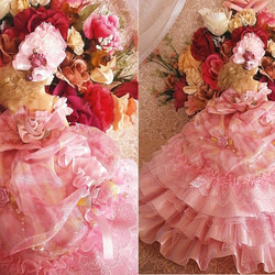 SOLD ドール服 着せ替え 煌く薔薇 スイートドレスのお姫様 ピンク フリル  タッキングドレープ 5枚目の画像