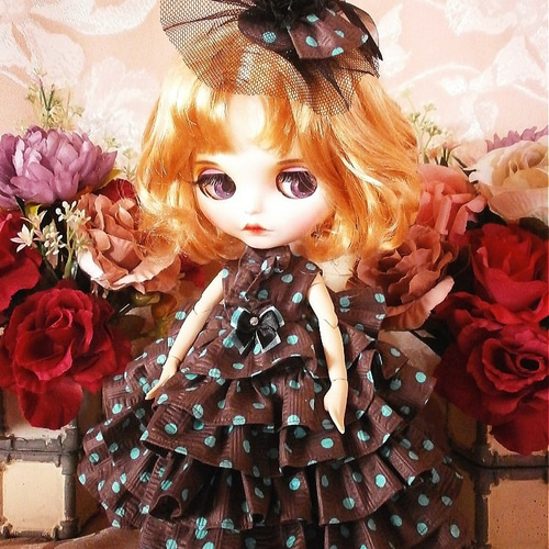 ☆バレンタインBIG SALE☆ドール服 レトロポップなチョコミント 超