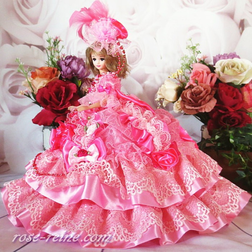 ドレス ピンク フリル バラ リボン装飾 sold☆クリスマスBIG SALE☆ラグジュアリアスの花園 可憐な