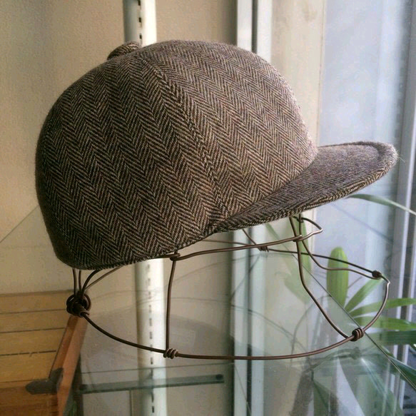 ＊tweed short brim cap＊ツィードショートブリムキャップ＊ヘリンボーン＊ベージュ 1枚目の画像