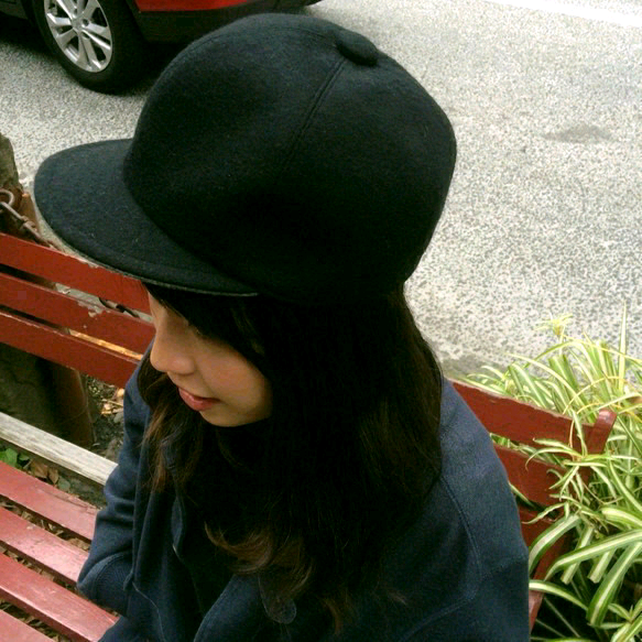 ＊ウール100%＊ショートブリムキャップ ブラック＊017