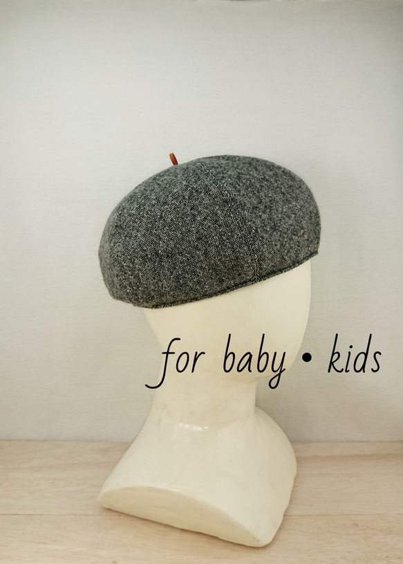 ＊baby・kids＊Tweed beret   ublack×white 1枚目の画像