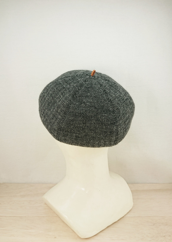 Tweed herringbone beret   black×gray 2枚目の画像