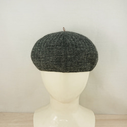 Tweed herringbone beret   black×gray 3枚目の画像