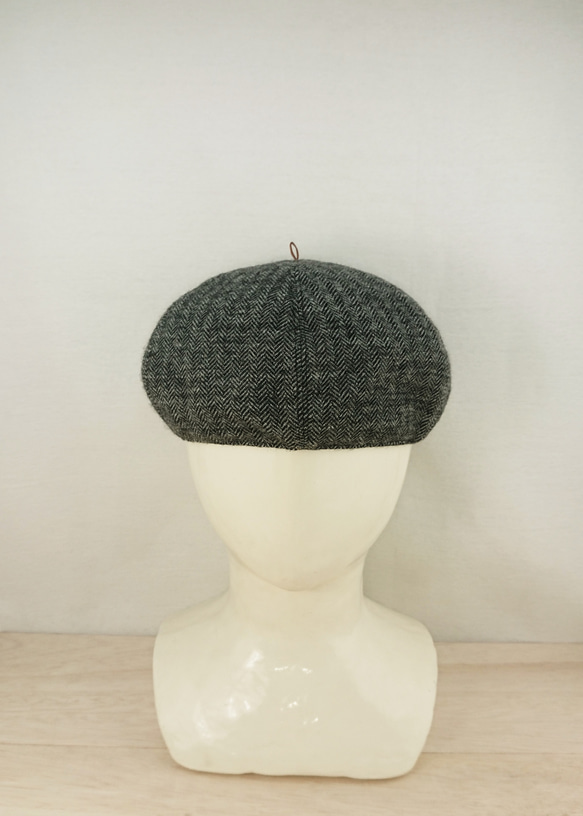 Tweed herringbone beret   black×gray 3枚目の画像