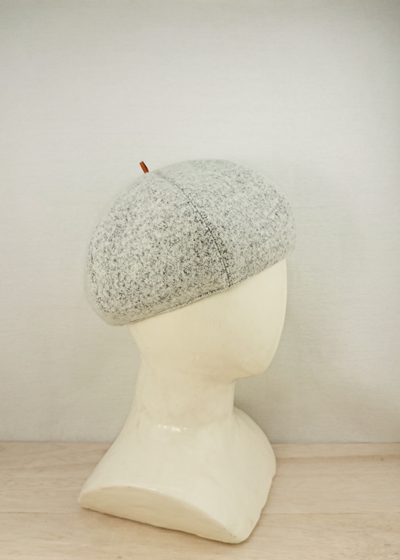 wool blend beret   white×gray 1枚目の画像