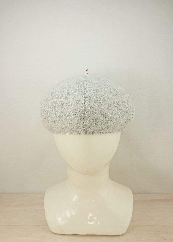 wool blend beret   white×gray 3枚目の画像