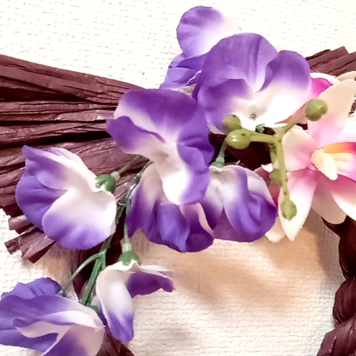 藤の花 和モダンしめ縄 紫 お正月飾り リース しめ縄・しめ飾り