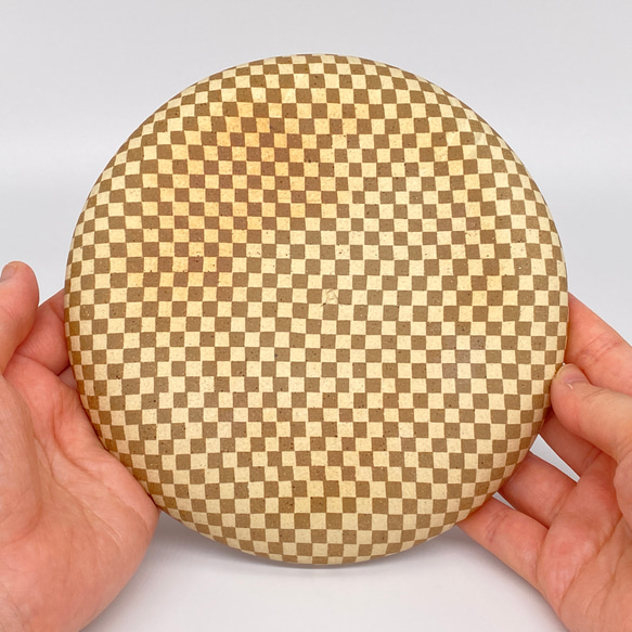 練り込み丸皿(大)  checkered  φ16.3cm 4枚目の画像