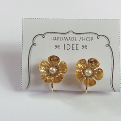 再×3＊antique gold flower earring* 2枚目の画像