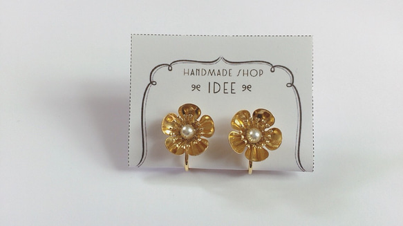 再×3＊antique gold flower earring* 2枚目の画像