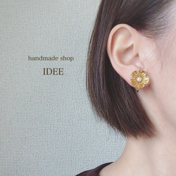 再×3＊antique gold flower earring* 4枚目の画像