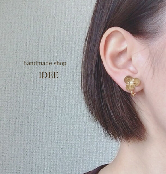 再×3＊antique gold flower earring* 5枚目の画像