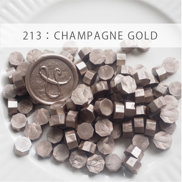 213：CHAMPAGNE GOLD シーリングワックス ピル 35ｇ 約100粒【ゴールド＆シルバー系】 1枚目の画像