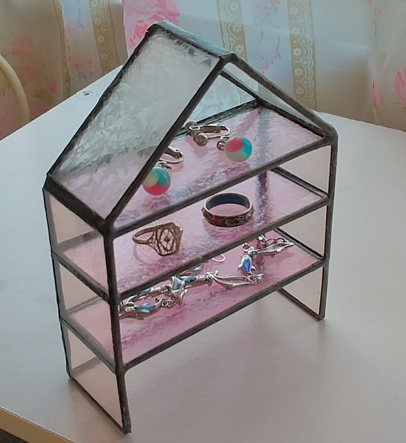 ステンドグラス　ハンドメイド　pink fox