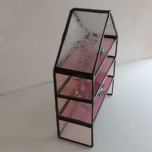 ステンドグラス＊アクセサリーラック（シャンパン×薄ピンク