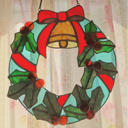 ステンドグラス＊クリスマスリース（サンキャッチャー） サン
