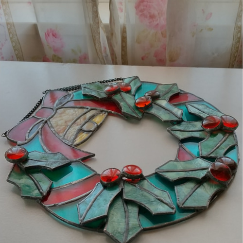 ステンドグラス＊クリスマスリース（サンキャッチャー） サン