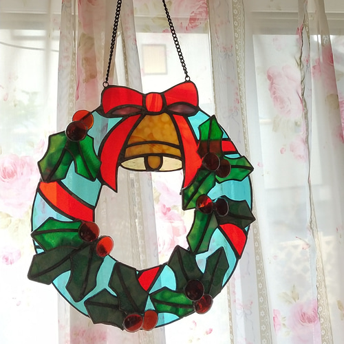 ステンドグラス クリスマスリース ステンドグラスのクリスマスリース リース Unit Glass Studio