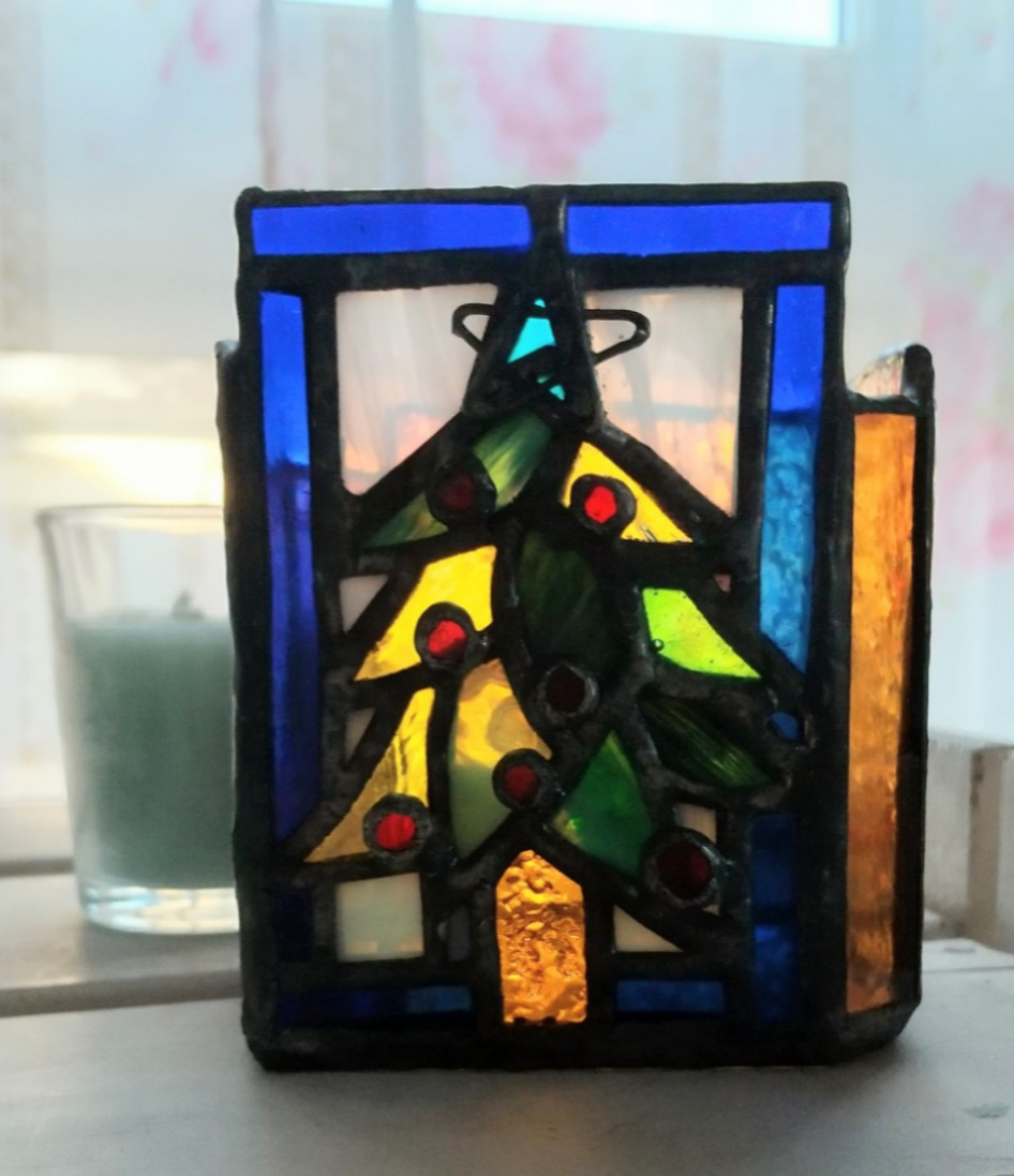 ステンドグラス＊クリスマスツリーのキャンドルホルダー