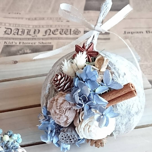 受注生産】幸せの実☆*...ホワイトブッダナッツアレンジ☆*...ブルー  