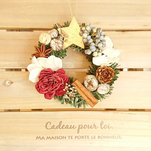 小さなリースアレンジ （No.125 フラワーリース うねる アーティ  