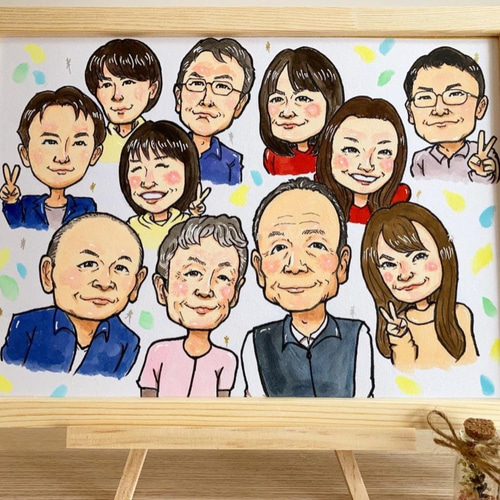 似顔絵 大人数11,000円 安くてかわいいイラスト❁8名まで同額
