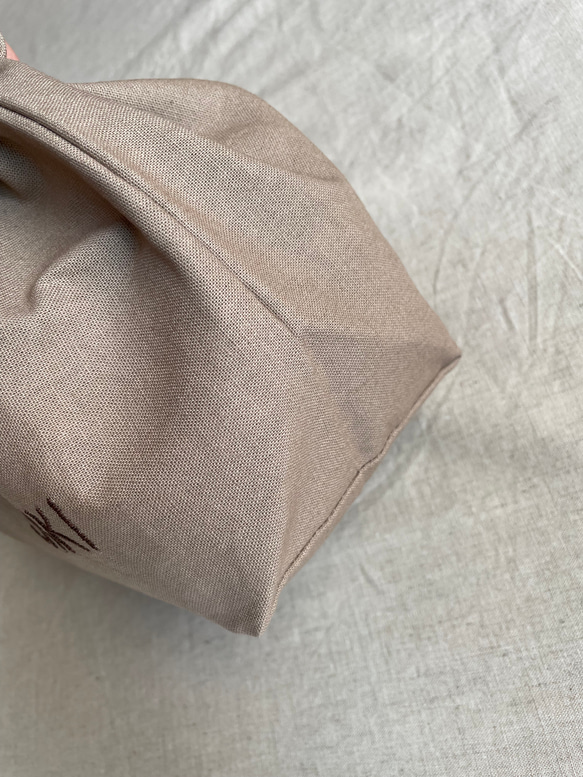 入園入学グッズ　綿麻キャンバス生地ベージュ×ブラウン 2枚目の画像