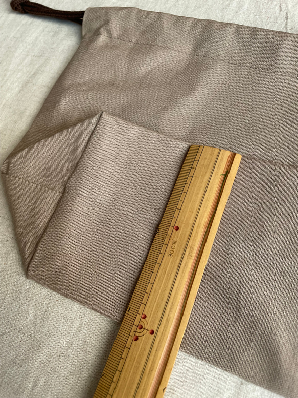 入園入学グッズ　綿麻キャンバス生地ベージュ×ブラウン 4枚目の画像